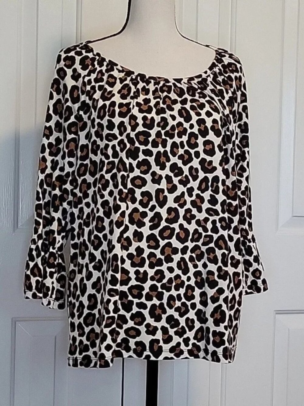 MICHAEL Michael Kors Leopard Print Bell Sleeve Blouse M NWT